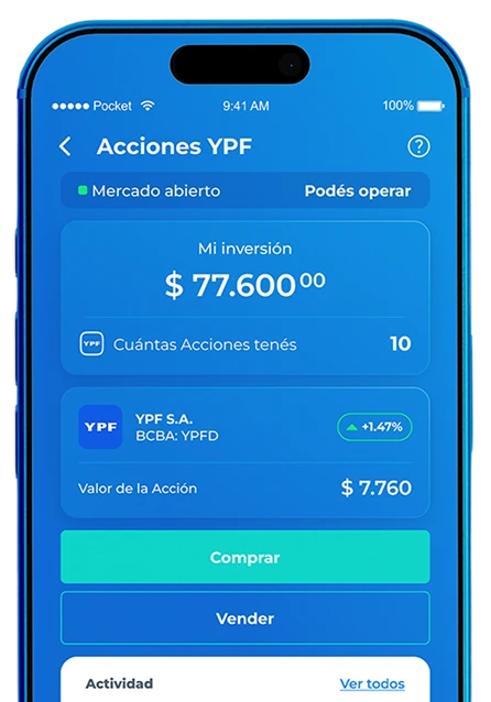 Pantalla de Acciones YPF en la App YPF
